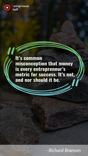 Its common misconception that money is every entrepreneur's metric for success. it's not, and nor should it be.